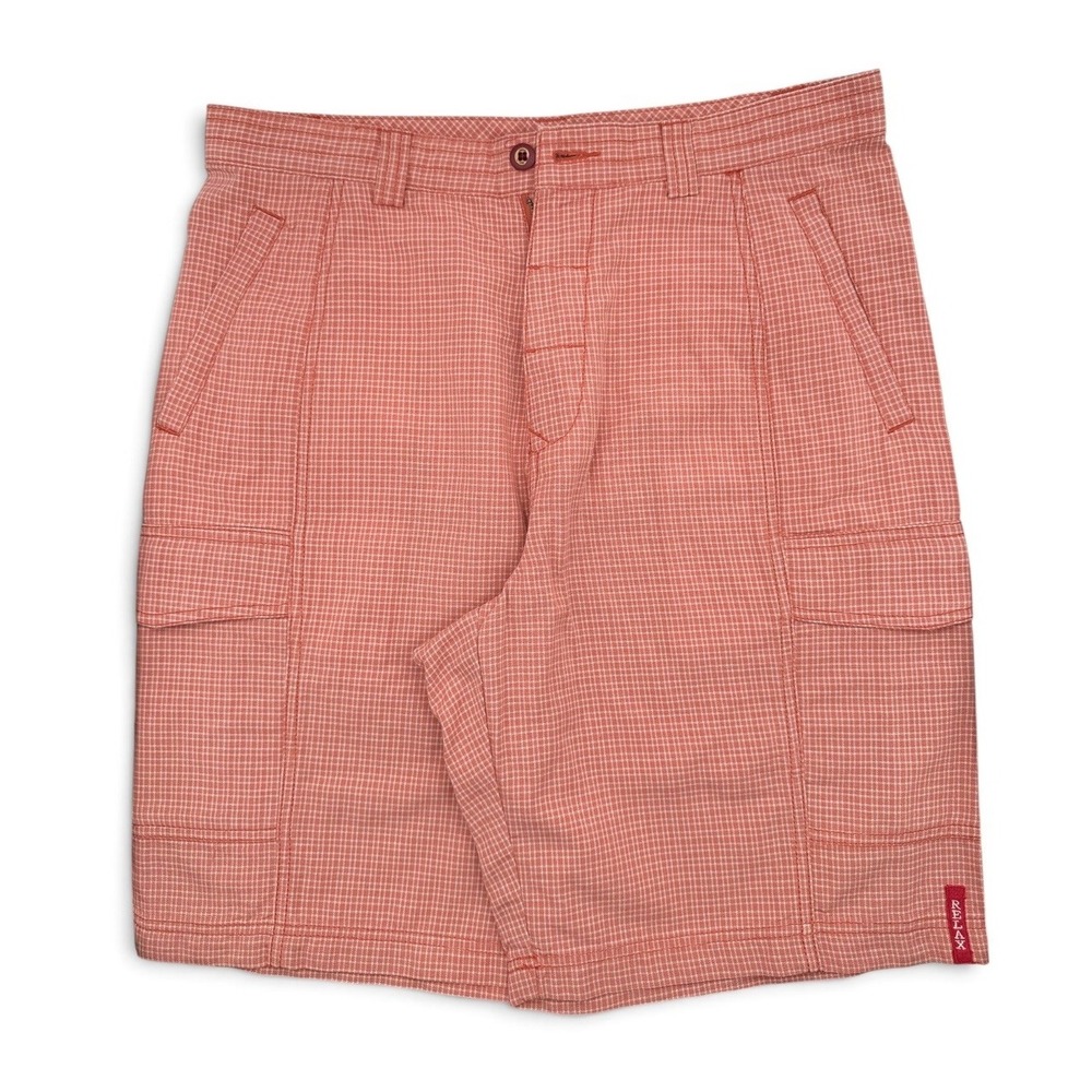 Tommy Bahama Mens Relax Key Grip Cargo Shorts Red Sky Plaid 9in Size 32 2030-50